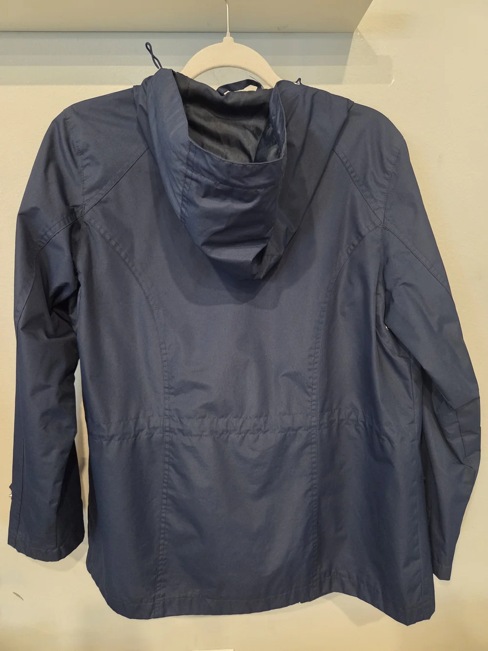 Bass Navy Hooded Raincoat with Striped Lining - Picture 3 of 3